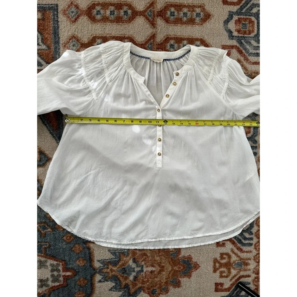 Pilcro Henley Blouse Womens XSP White Long Sleeve Cotton Viscose Boho Top - Picture 4 of 9